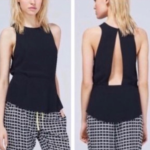 Aritzia Wilfred | Red Peplum Back Cut-out Top - Picture 2 of 6